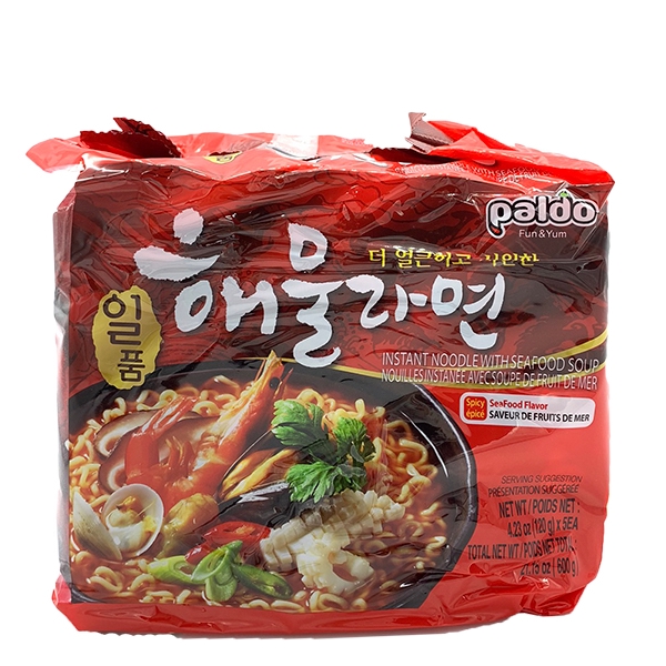 Paldo Instant Noodle With Seafood Soup 120gx4Pcs