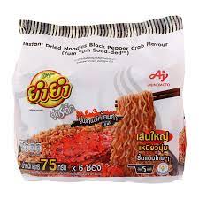 AJINOMOTO YUM YUM Instant Dried Noodle Black Pepper Crab Flavour 75g x 6Pcs